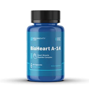 Chelohart Peptide Bioregulator: Research Guide to Cardiac Mechanisms 2 BioHeart A-14 20ct - front
