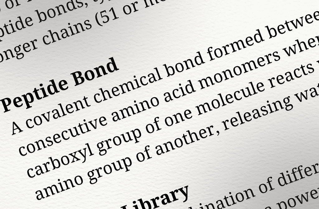 A closeup image of a peptide glossary entry